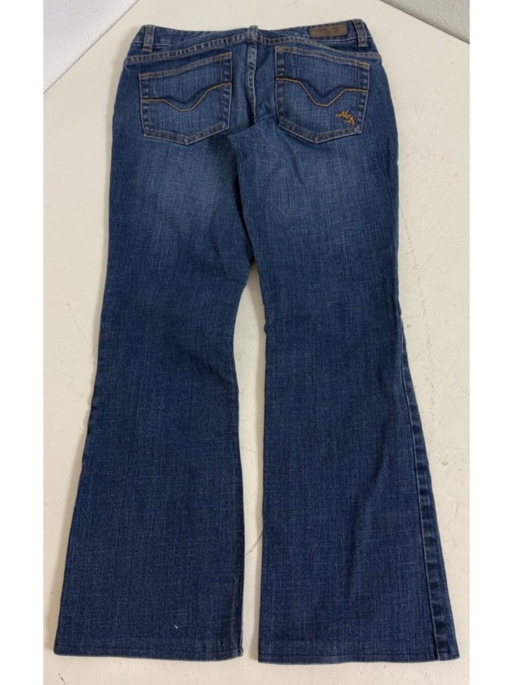 Harley Davidson Blue Denim Bootcut Stretch Jeans Womens Size Petite 2 - Picture 4 of 12